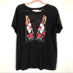 Graphic Tee with Lace detail